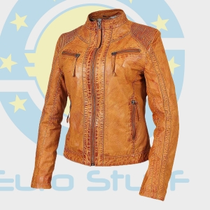 Tan Wax Washed Luxurious Ladies Leather Jacket